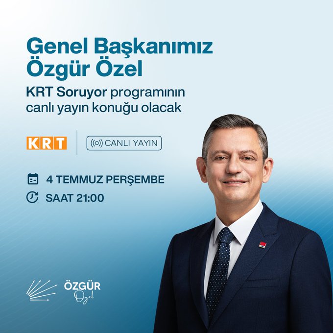 CHP Genel Başkanı Özgür Özel, KRT TV'nin 