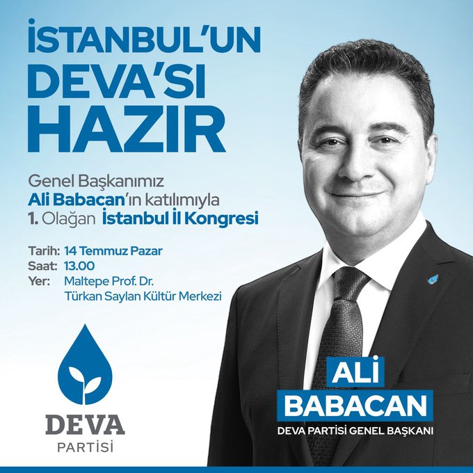 Ali Babacan, Deva Partisi İstanbul 1. Olağan İl Kongresi’nde Önemli Açıklamalar Yapacak