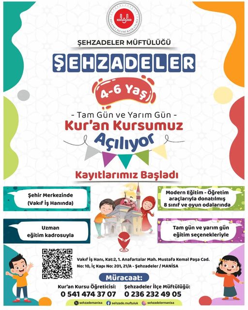 Şehzadeler'de Minikler İçin Kur'an Kursu Açılıyor