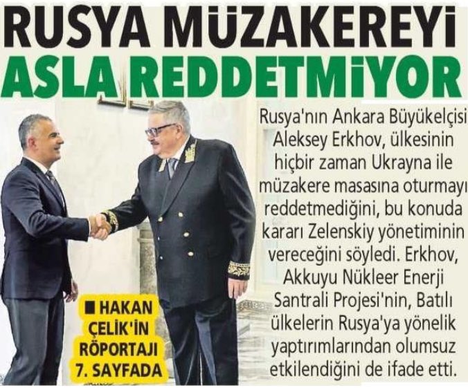 Rus Büyükelçi Erhov: 