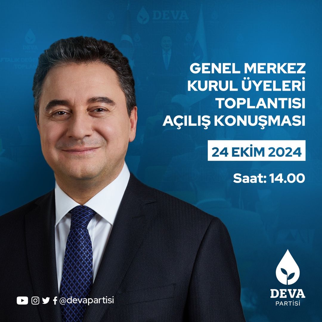 Ali Babacan, DEVA Partisi Kurul Üyeleri Toplantısının Açılışında Konuşacak